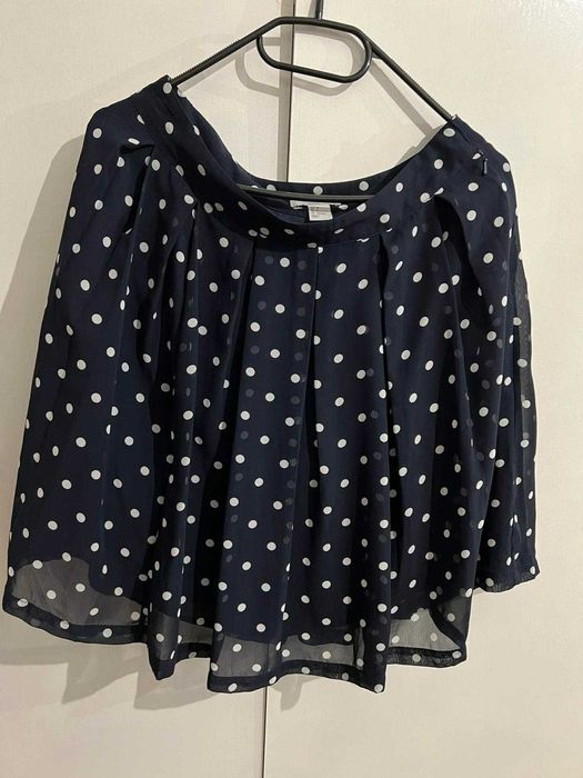 Fusta H&M dama albastra cu buline albe fermoar la spate marimea 36 S