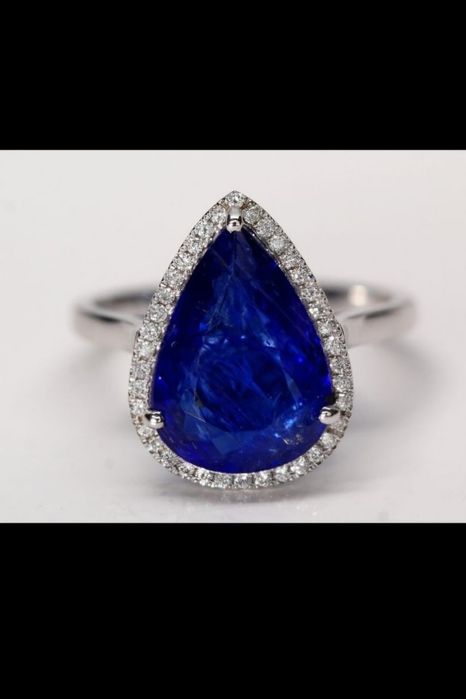 Inel aur alb cu diamante naturale și Tanzanit