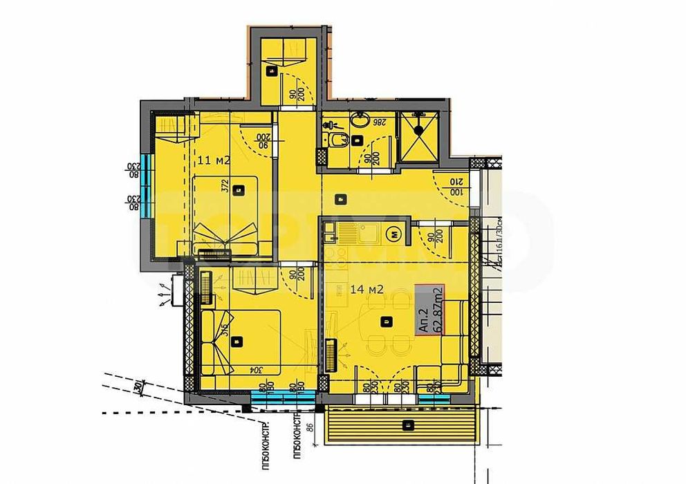 Продава се Тристаен апартамент в Варна, Виница - 70 кв.м за 1498 €/кв.м - Снимка #2