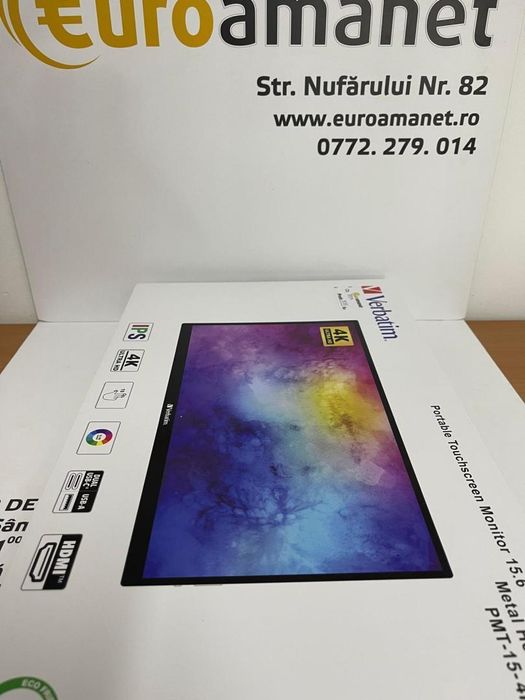 Monitor LED Touchscreen Portabil Verbatim PMT-15-4K, 15.6inch, -N2-