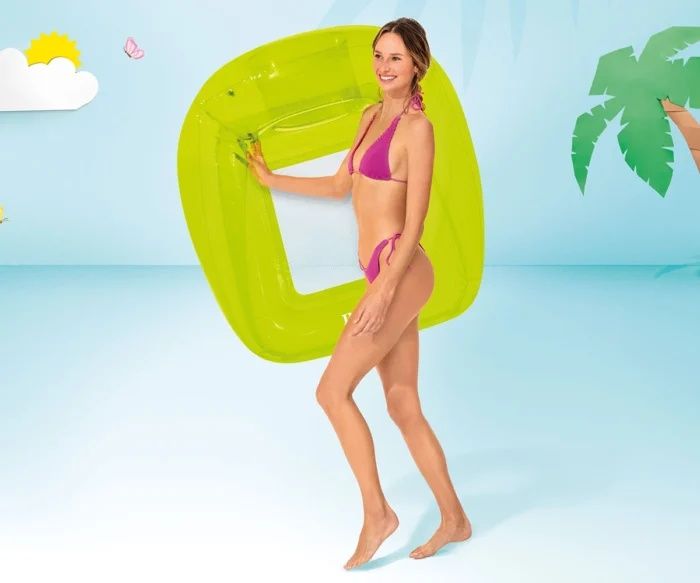 Надуваемо кресло Intex, мрежесто дъно, 104 х 102 см, PVC, флуоресцентн