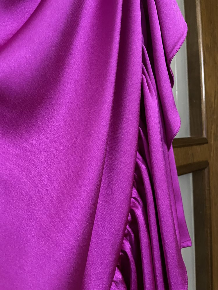 Rochie de seara de satin fuchsia