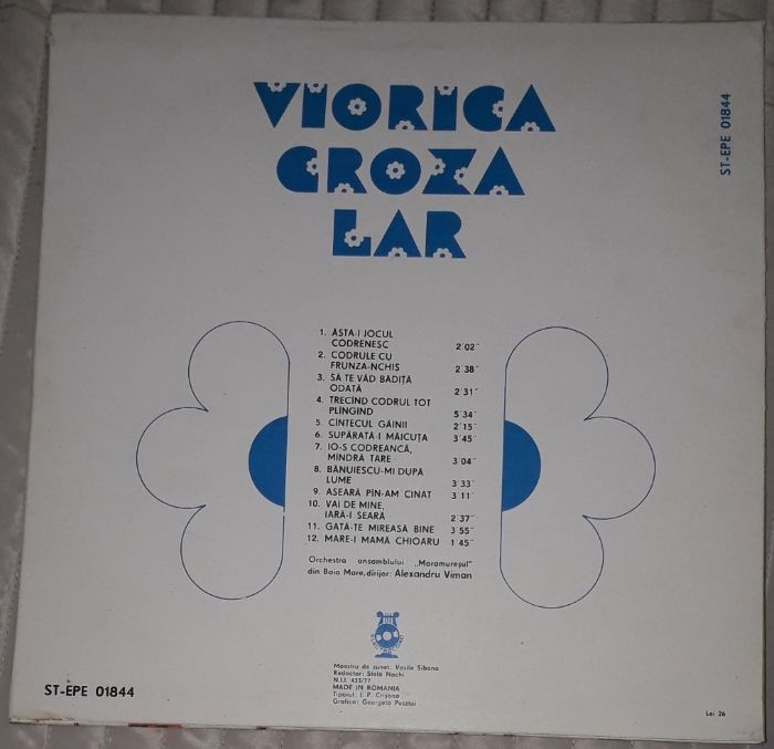 Viorica Groza Lar Io-s Codreanca Mindra Tare disc vinil pickup