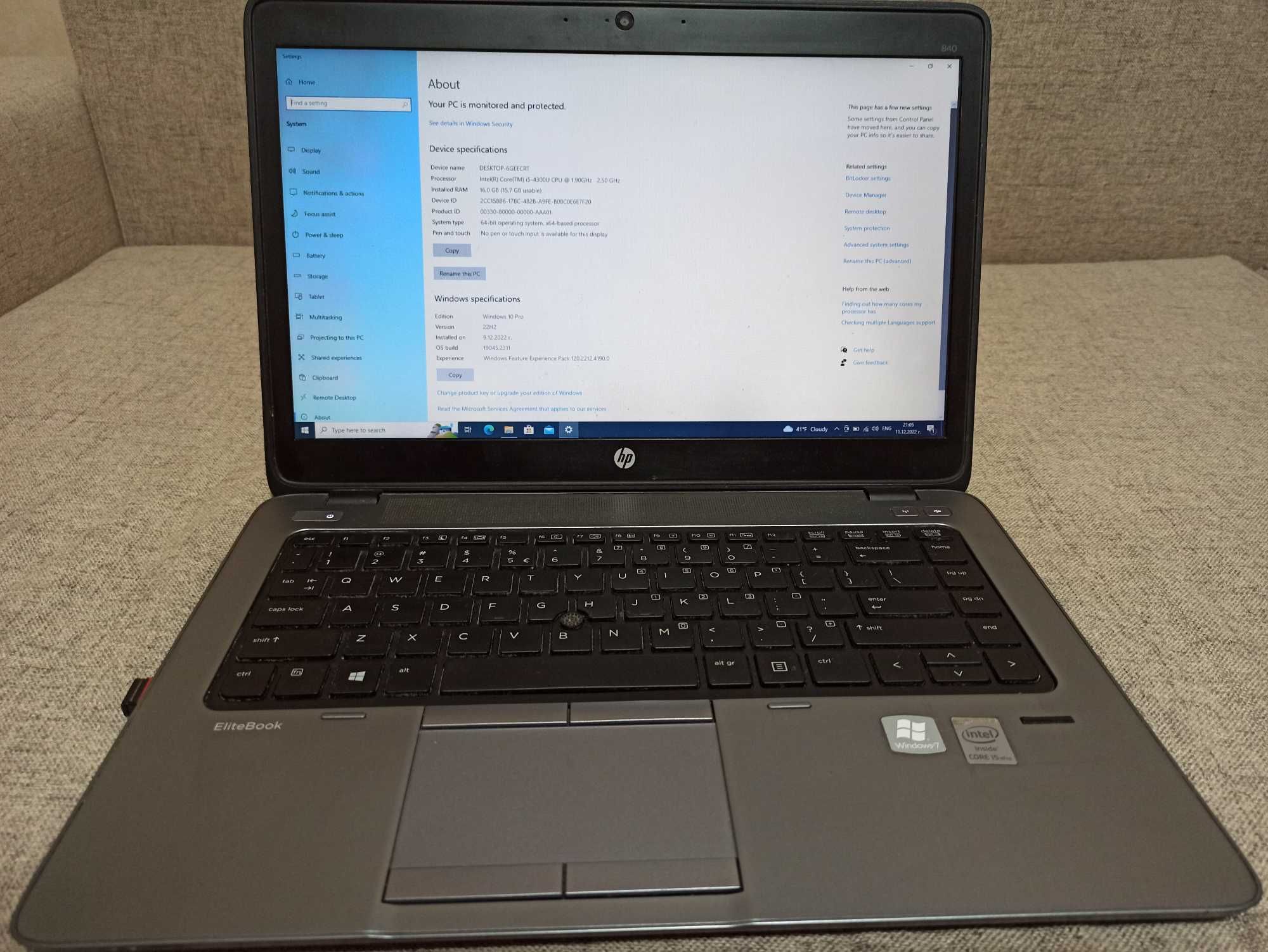 HP EliteBook 840 G1 - i5-4300U/16GB RAM/256GB SSD/500GB HDD/ Перфектен