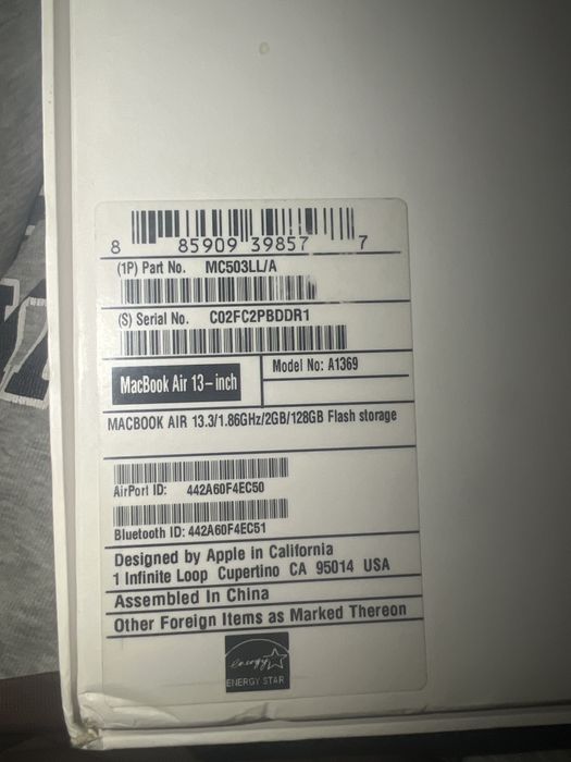 Macbook air 2010 года