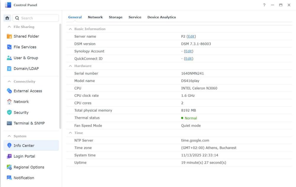 NAS мрежови сторидж Synology DS416 play, 8Gb RAM, 4 bay