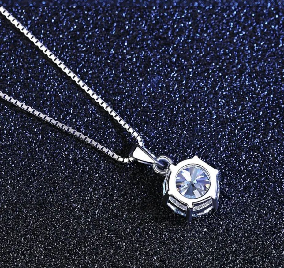 Lănțișor argint moissanite diamant 1 carat