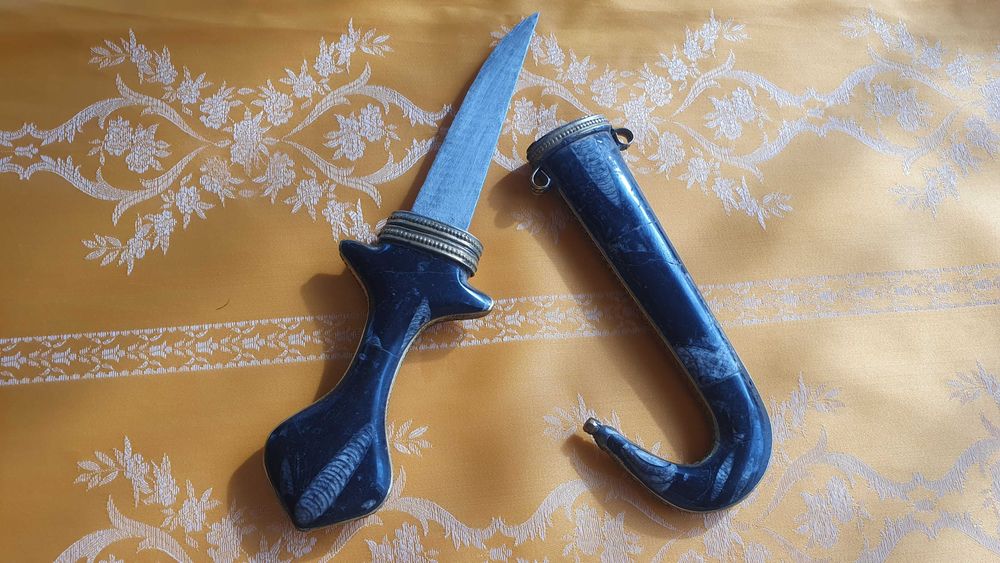 PUMNAL artizanal AFRICAN, cutit colectie, pietre semipretioase