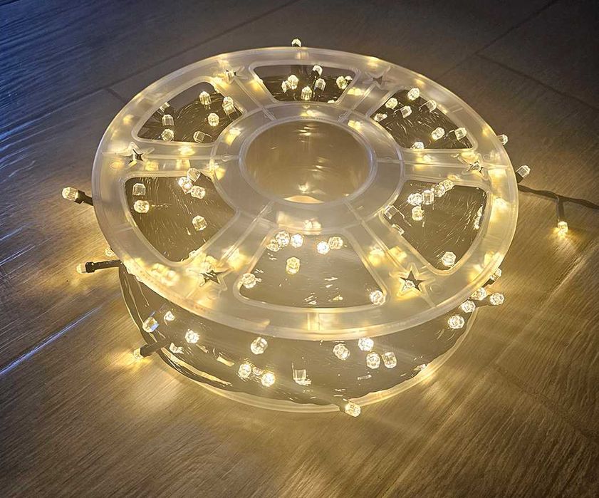 Instalație Alb Cald tip LED Crăciun, 100M, 500 LED, interior/exterior