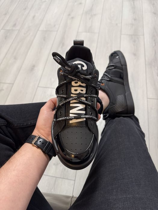 Adidasi BarbatI D0LCE GABBANA Lacquer Negru Full!