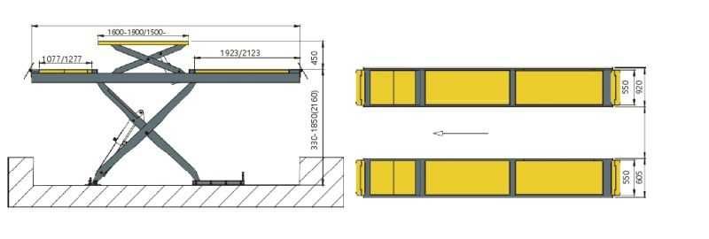 Подемник ножичен 4 тона, високоповдигащ с вторичен лифт TS401.HR