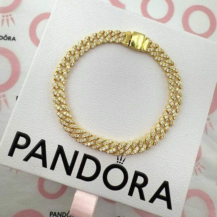 Brățară Pandora lanț cubanez pavé – Aur, in cutie