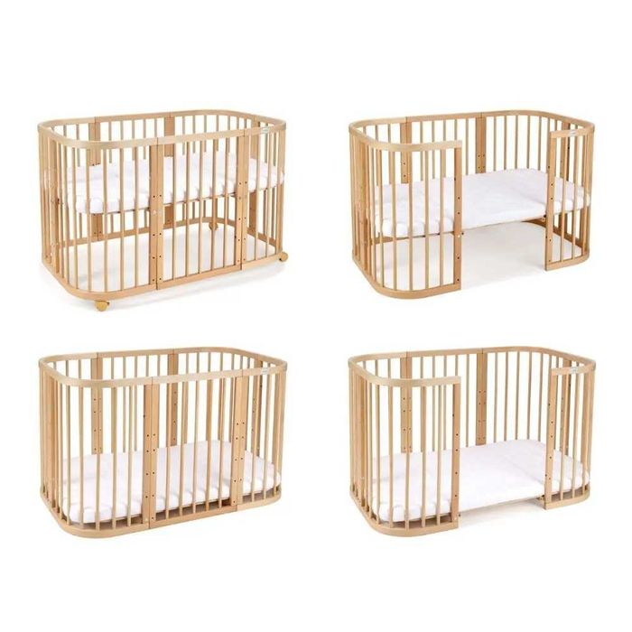 Мострена Натурална дървена кошара за бебе 7в1 Смарт, Детско Легло