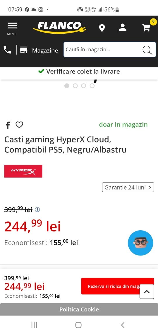 Casti gaming PS4 ,PS5 ,hyper x cloud
