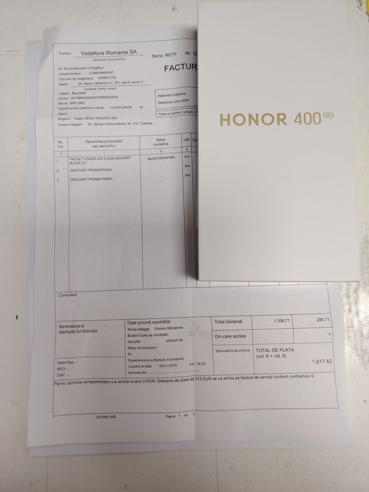 Honor 400/5 G /512 GB /Sigilat /Factura