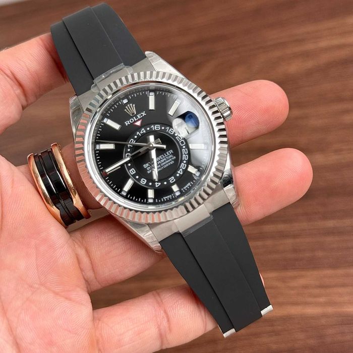 rolex sky-dweller сребро/каучук