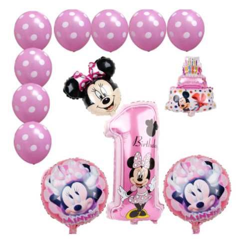 Baloane cifre folie aluminiu 1 an Mickey_Minnie_aniversari copii