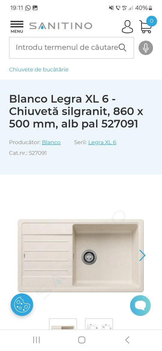 Blanco Legra XL 6 - Chiuvetă silgranit, 860 x 500 baterie daras