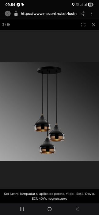 Vand lustra negru cupru