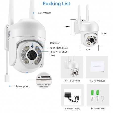 Camera de supraveghere IP Rotativa, Wifi, Rezistenta la apa, Blitz, IR