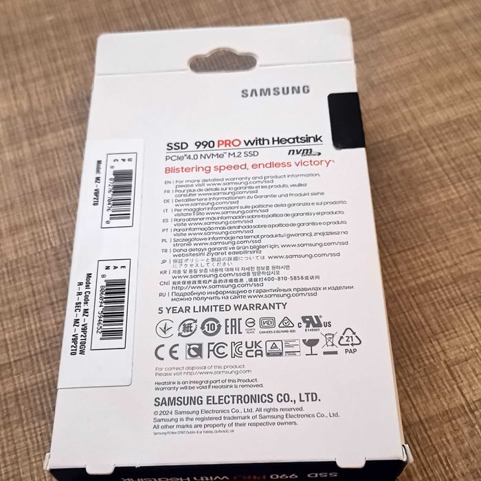 NVME SSD 2TB Samsung 990 PRO with Heatsink PCIe 4.0 PS5 MZ-V9P2T0BW