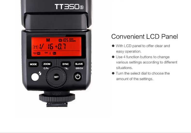 Компактна TTL светкавица Godox TT350 за Canon Nikon Sony