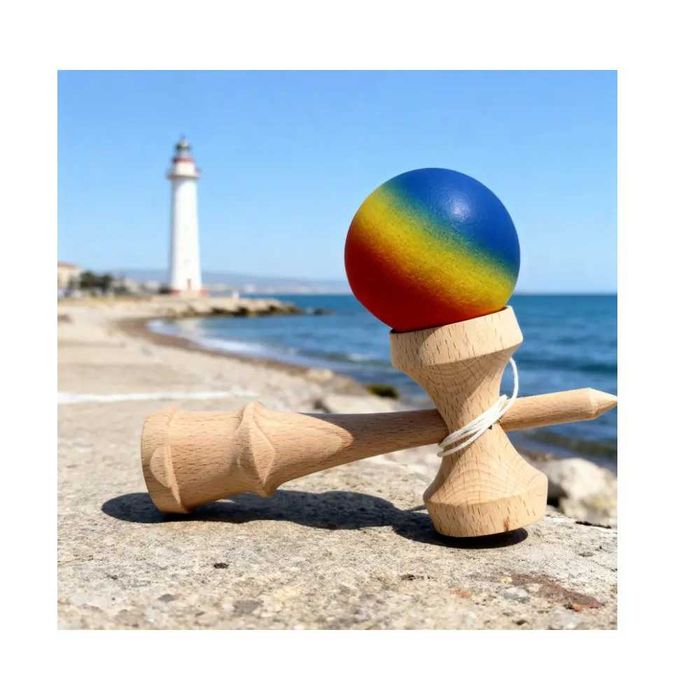 Set 2 Kendama lemn de fag 18cm Rainbow Gradient & Blue-Purple Gradient