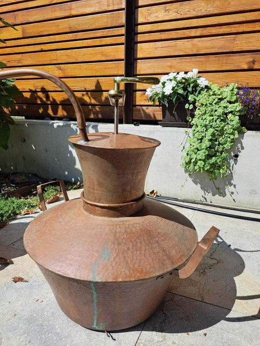 Vand cazan cupru alimentar 2 mm grosime  cu racitor pentru fiert tuica