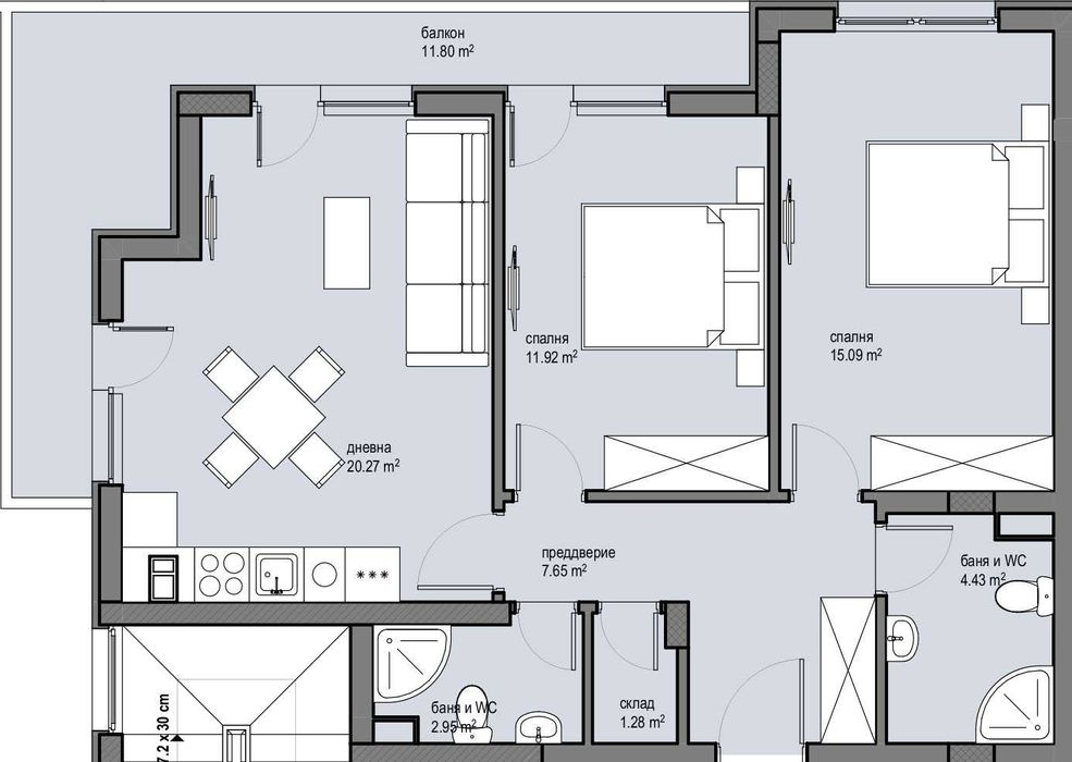 Продава се Тристаен апартамент в София, Красна поляна 2 - 101 кв.м за 1685 €/кв.м - Снимка #1