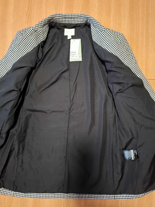 Sacou damă imprimeu pepit alb-negru nou cu etichetă H&M mărimea XS-S