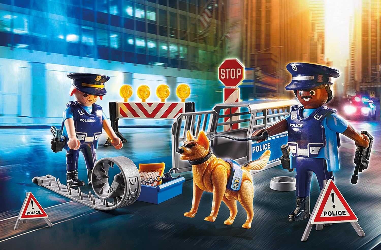 Set Playmobil City Action - Blocaj rutier al politiei, 48 piese