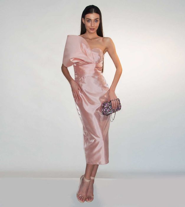 Tiarra бутик Луксозна официална миди рокля тафта