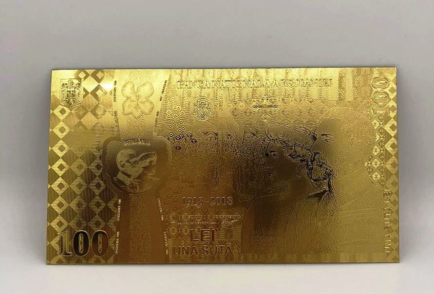 Bancnota 100 lei Centenar Unire aur 24k colectie gold 2018 UNC