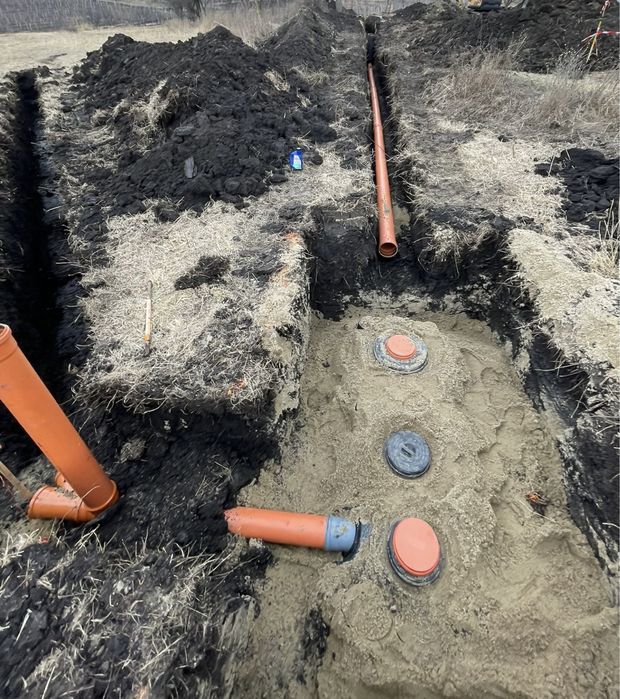 Montaj fose septice ecologice/ Sistem de drenaj/ Tuburi beton fose