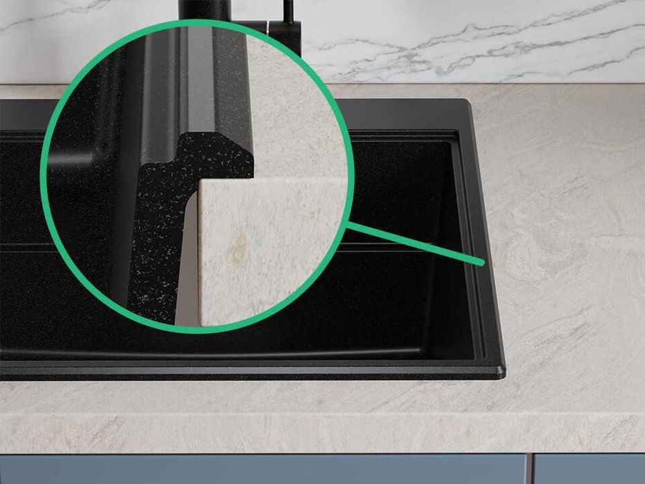 Черна гранитна кухненска мивка Сидни 780-60 Ergo Multilevel 780х500