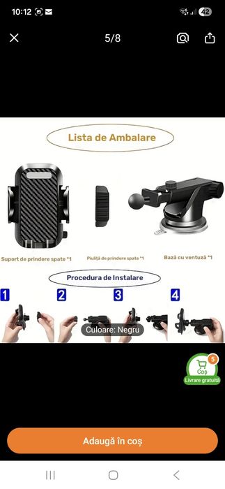 Suport auto orice telefon bord parbriz reglabil carbon
