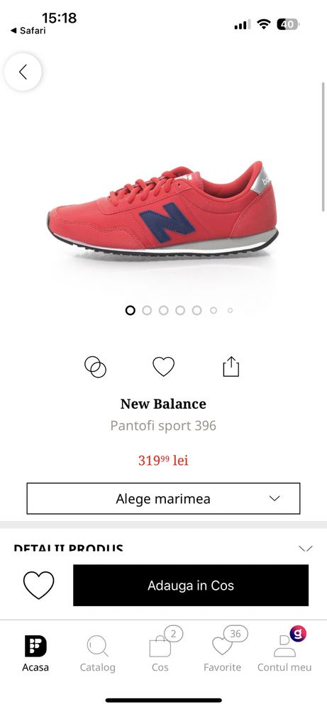 New balance 396 unisex roșii mărimea 37,5