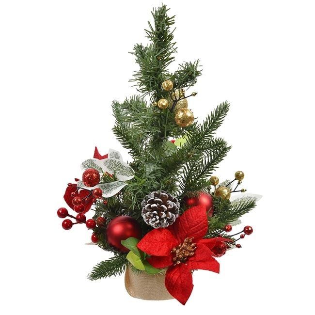 Коледна елха с лампички и украса-40 см./украсена коледна елха/изкустве