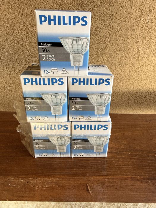 Set 5Buc Philips GU 5.3 Halogen 12v, 50w, 3000k