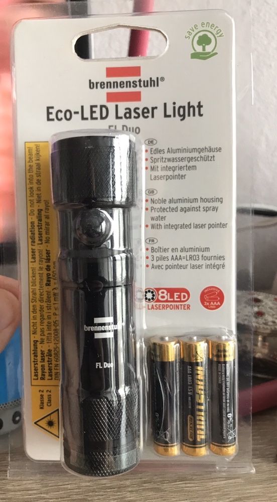 Eco-LED фенер с лазер, 8LEDs, 50m, 45lm, метален корпус