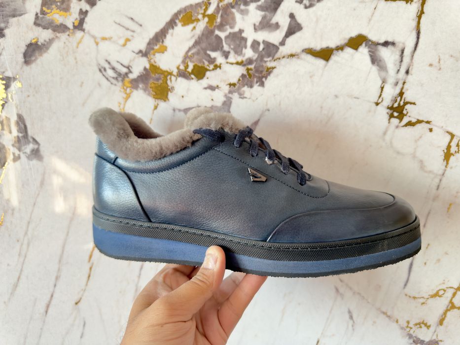 Мужская кожаная обувь с натуральным мехом