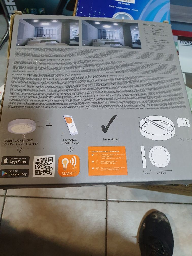 Смарт LED плафон, Ledvance, Алуминий, 12 W, 20 см, Бял