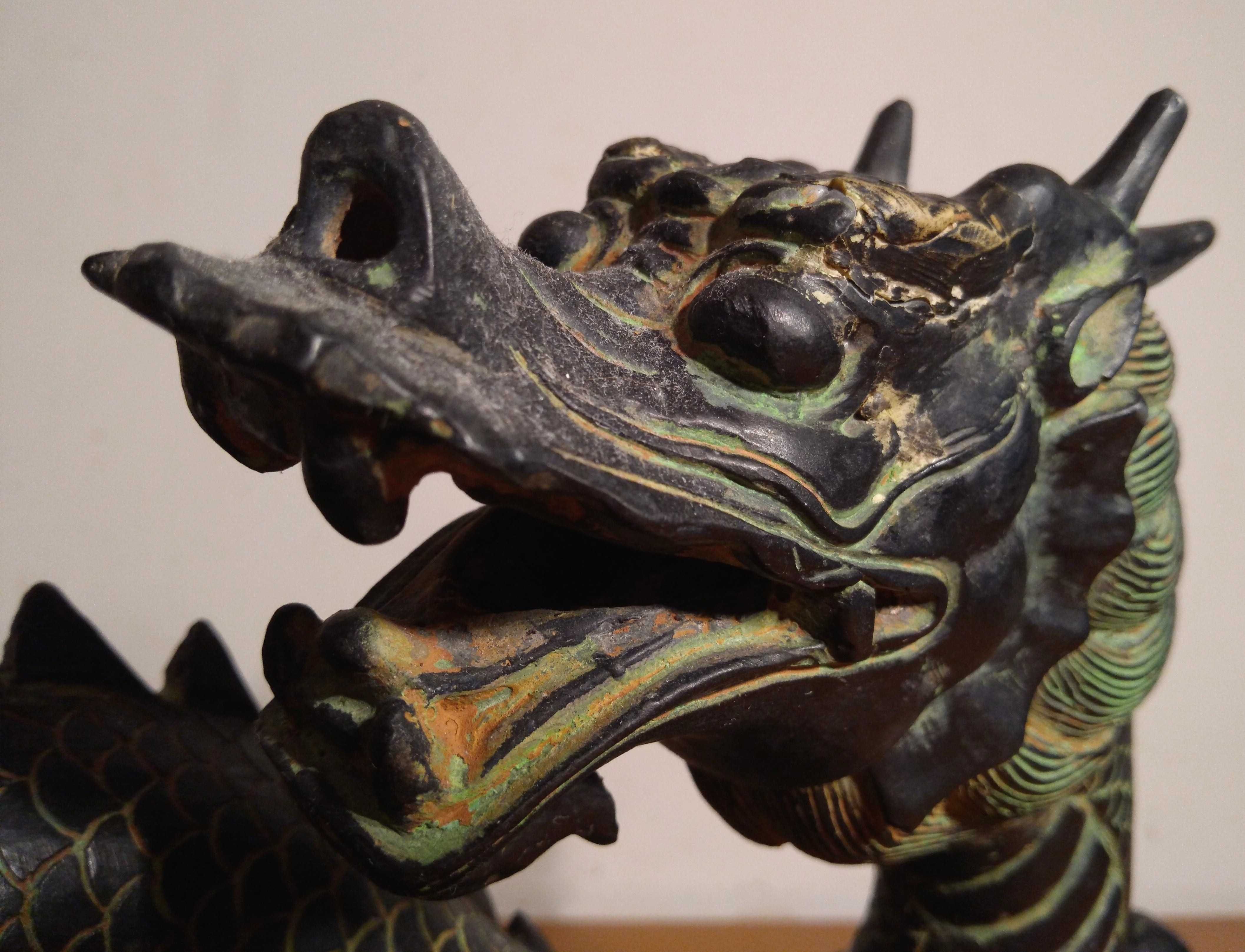 Statueta asiatica Dragon Imperial Feng Shui |bronz| veche si rara