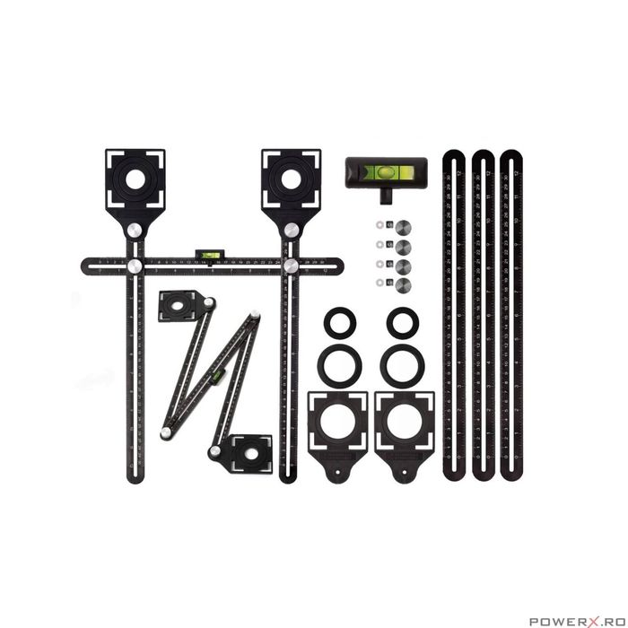 Sablon reglabil pentru gauri, nivel, 25 - 75 mm, Silver