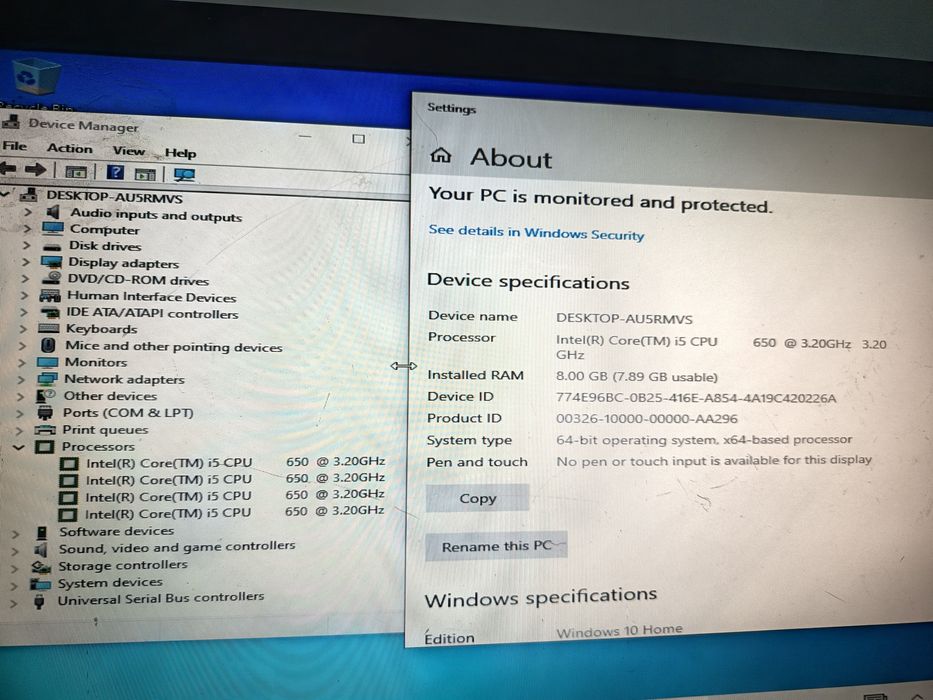 Monitor+ PC/calculator Intel i5 650, 8 GB,  240 gb