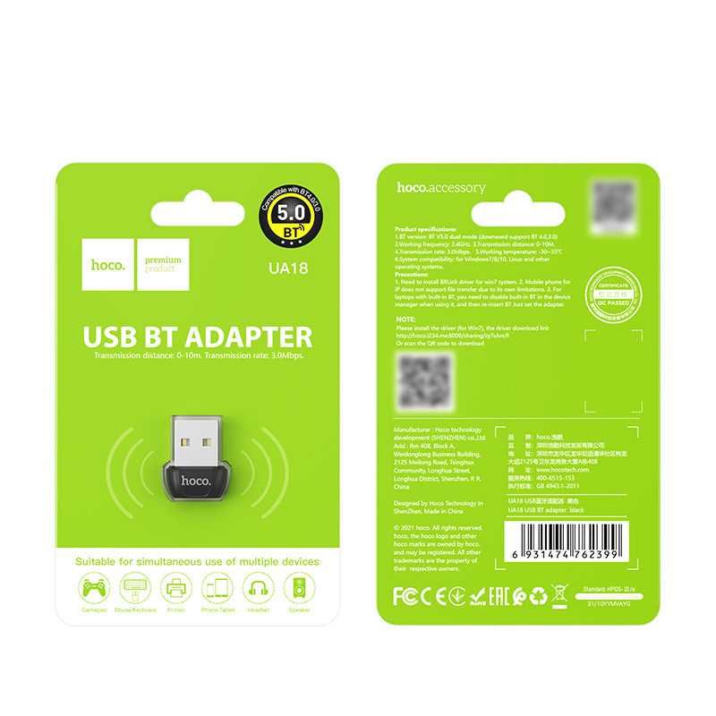 Hoco UA18 Adapter Usb to Bluetooth multi-device BT v5.0