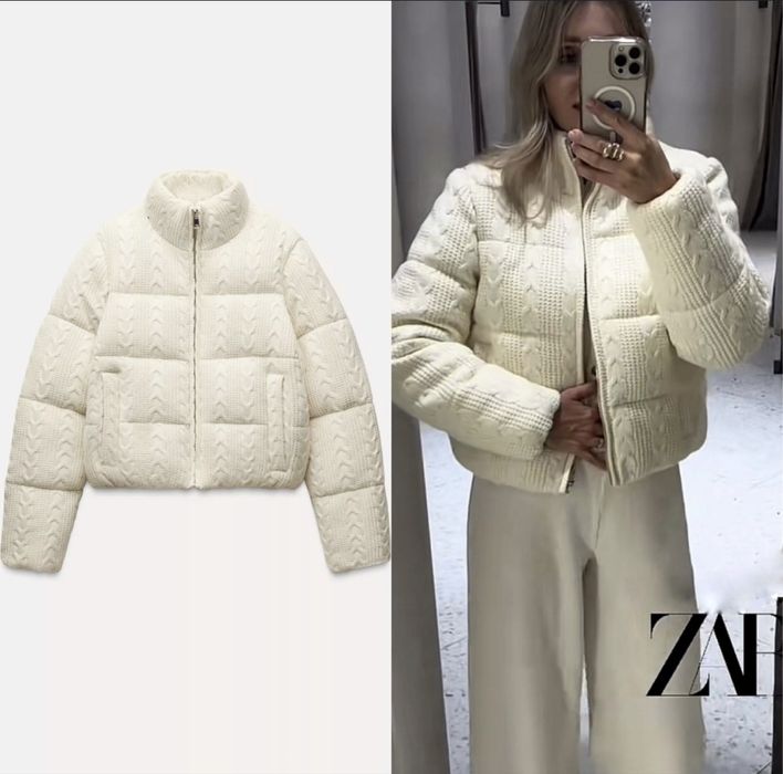 Куртка Zara новая женская белая бежевая кремовая экрю зара