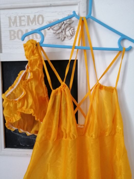 Set lenjerie de noapte sexy rochita galbena S-M 36/38