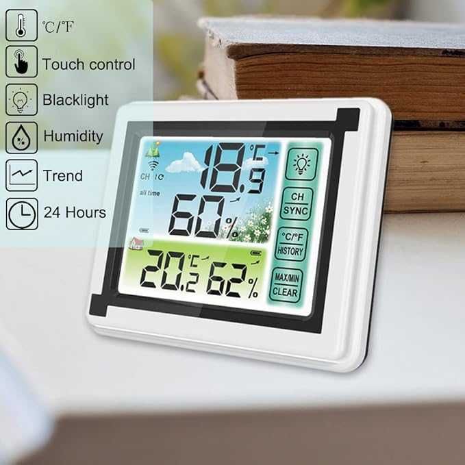 Метеорологична станция, 3 безж. предавателя, обхват 60м, LCD екран