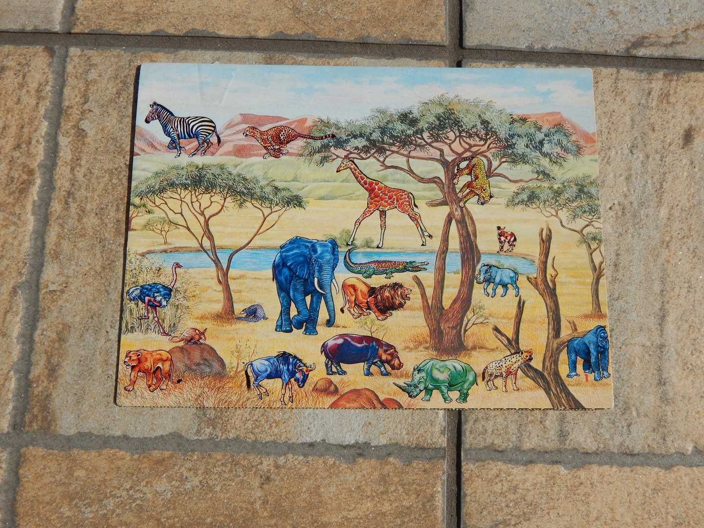 Plansa prezentare fauna safari savana africana cu autocolante/pictata